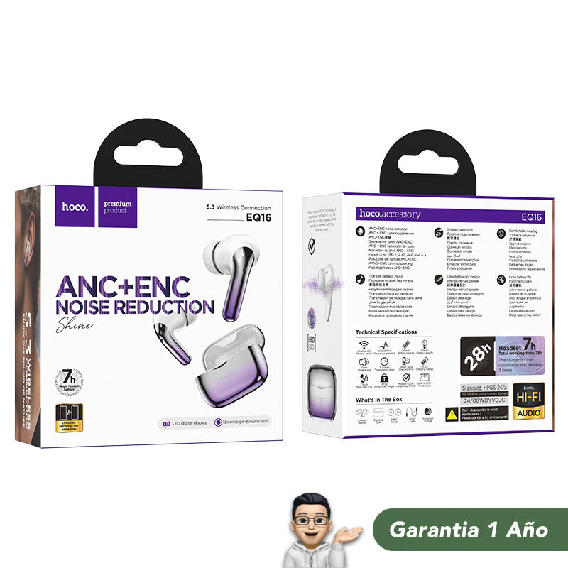 HOCO EQ16 Audífonos TWS con ANC y ENC