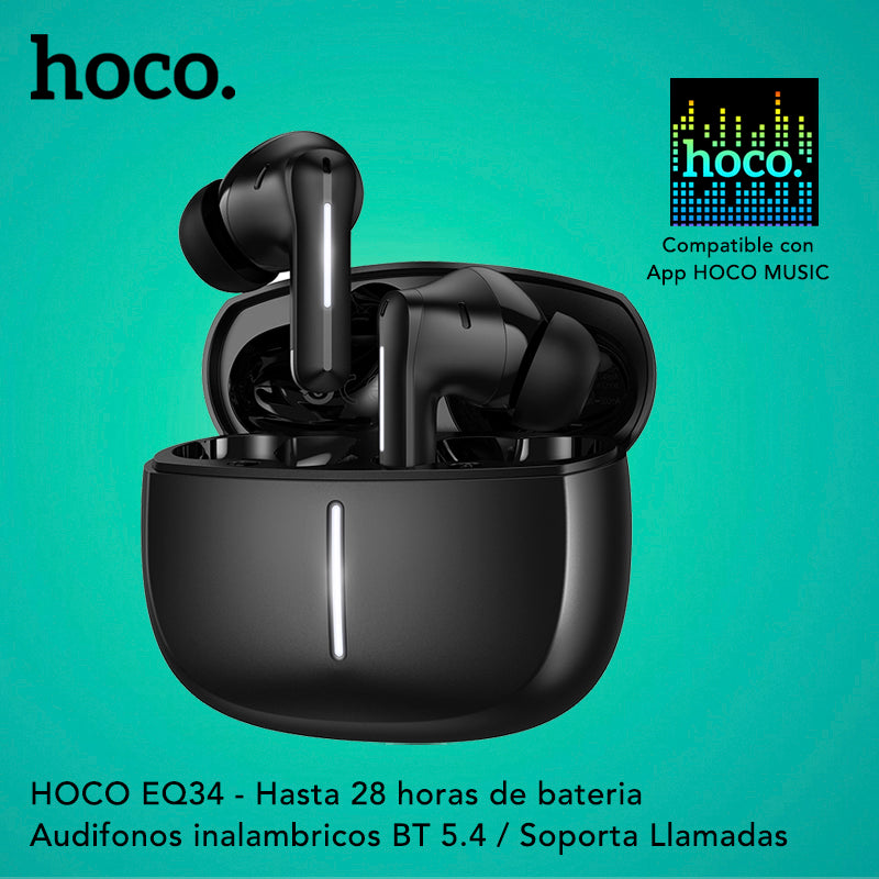 HOCO EQ34 Audífonos TWS con ANC y ENC compatible con APP