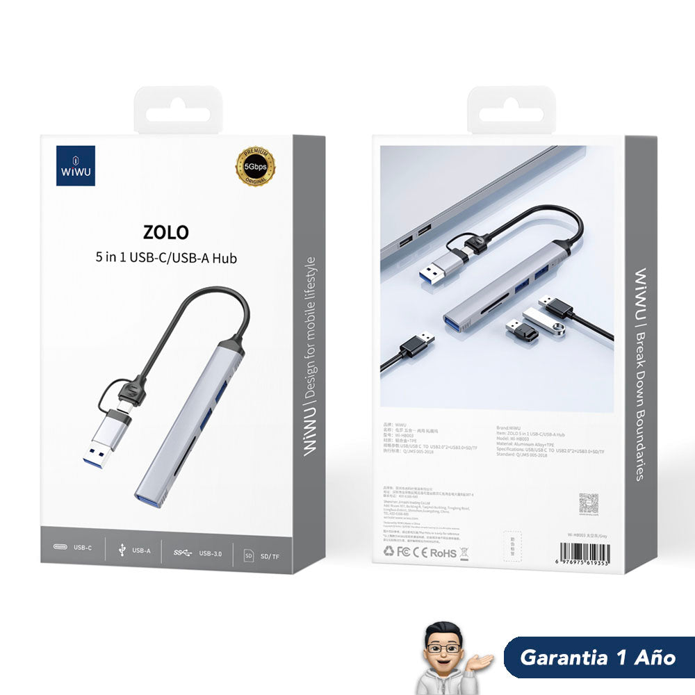 WIWU Wi-HB003 Adaptador HUB Tipo-C 5en1
