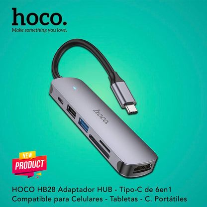 HOCO HB28 Adaptador HUB Tipo-C 6en1