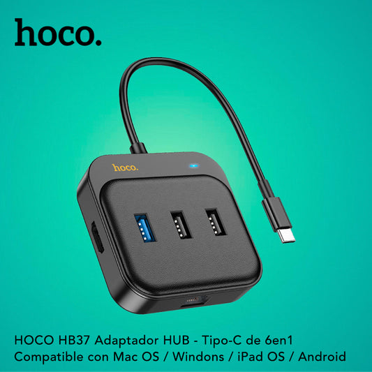 HOCO HB37 Adaptador HUB Tipo-C 6en1