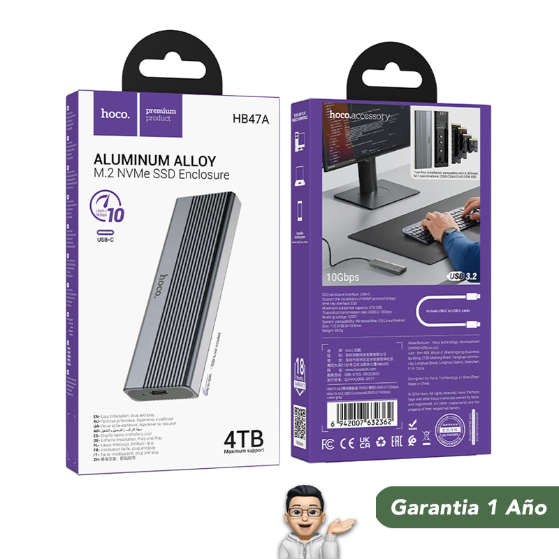 HOCO HB47 Carcasa externa SSD M2 a USB