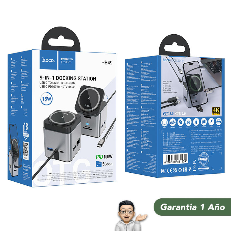HOCO HB49 Adaptador HUB Tipo-C 9en1
