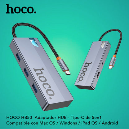 HOCO HB50 Adaptador HUB Tipo-C 5en1