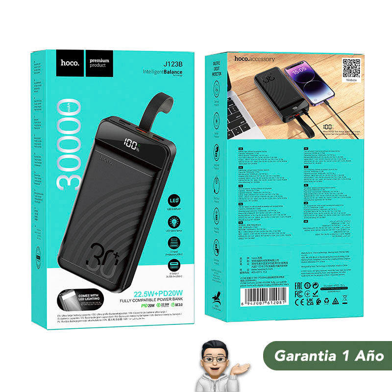 HOCO J123B de 30000 mAh Carga rápida
