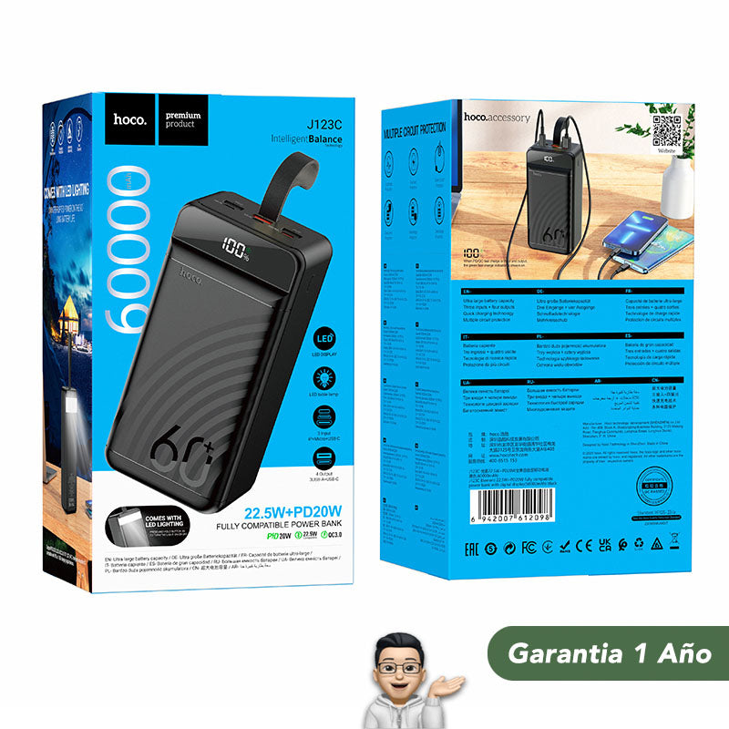 HOCO J123C de 60000 mAh Carga rápida