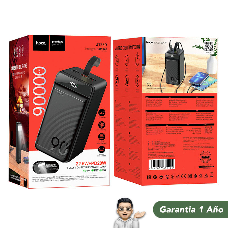 HOCO J123D de 90000 mAh Carga rápida