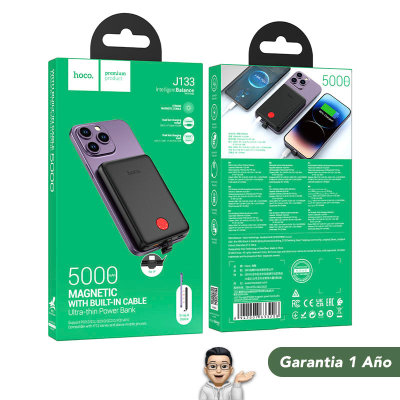 HOCO J133A de 5000 mAh Carga Rápida con Cable