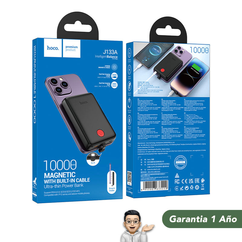 HOCO J133B de 10000 mAh Carga Rápida con Cable