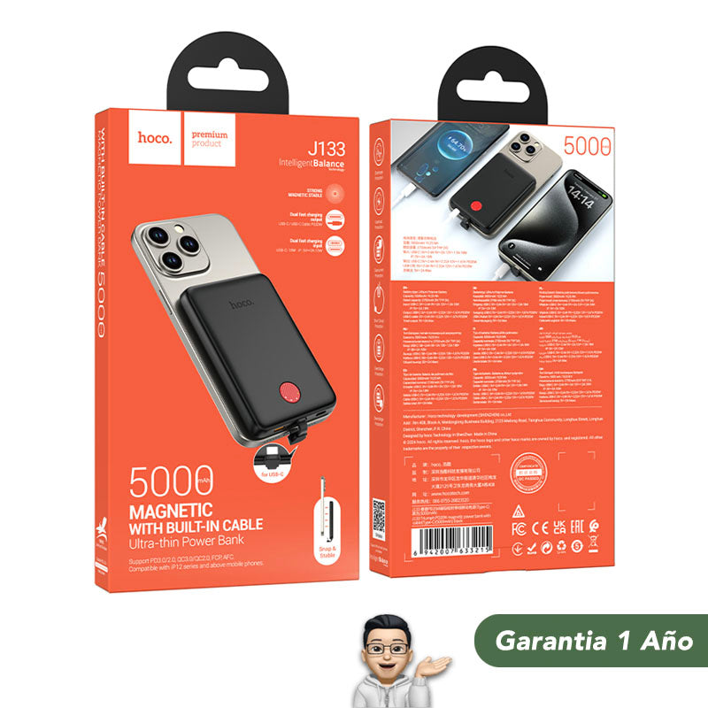 HOCO J133C de 5000 mAh Carga Rápida con Cable