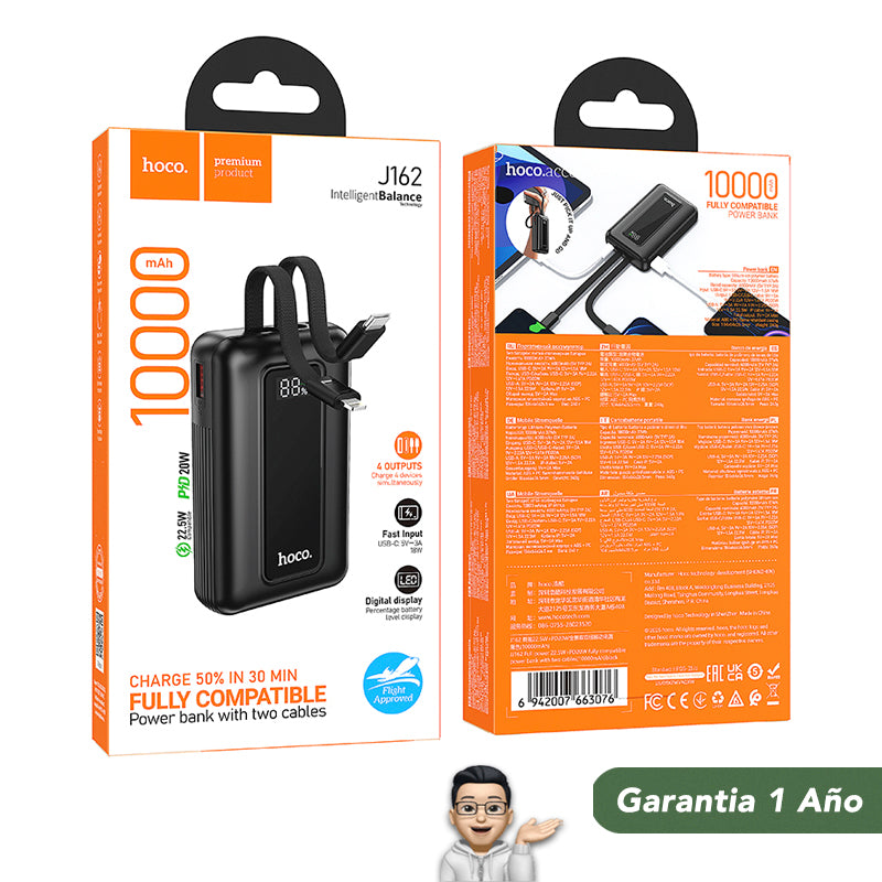 HOCO J162 de 10000 mAh Carga Rápida con Cable