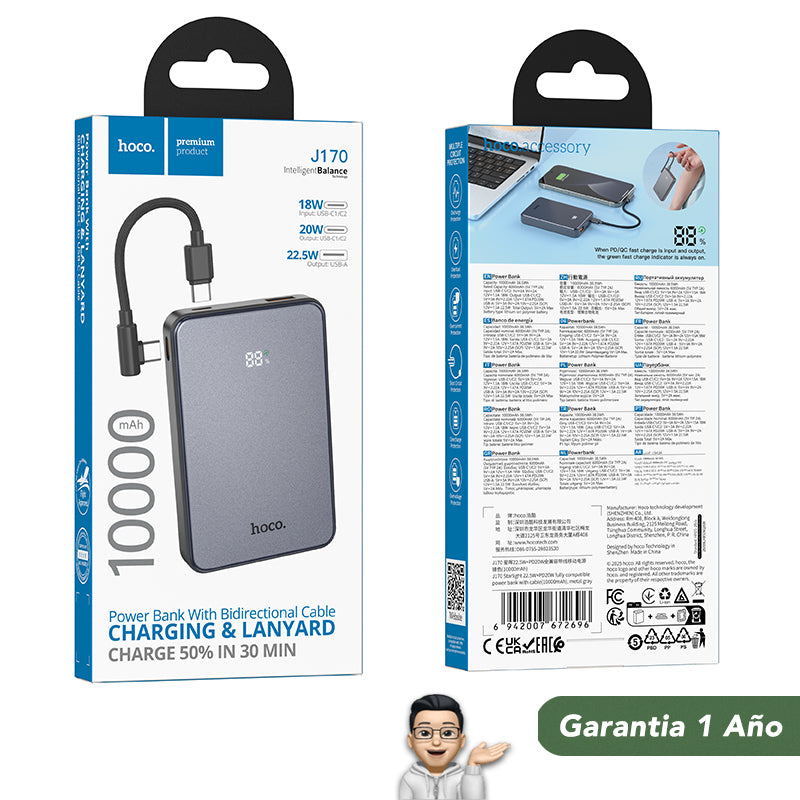 HOCO J170 de 10000 mAh Carga Rápida