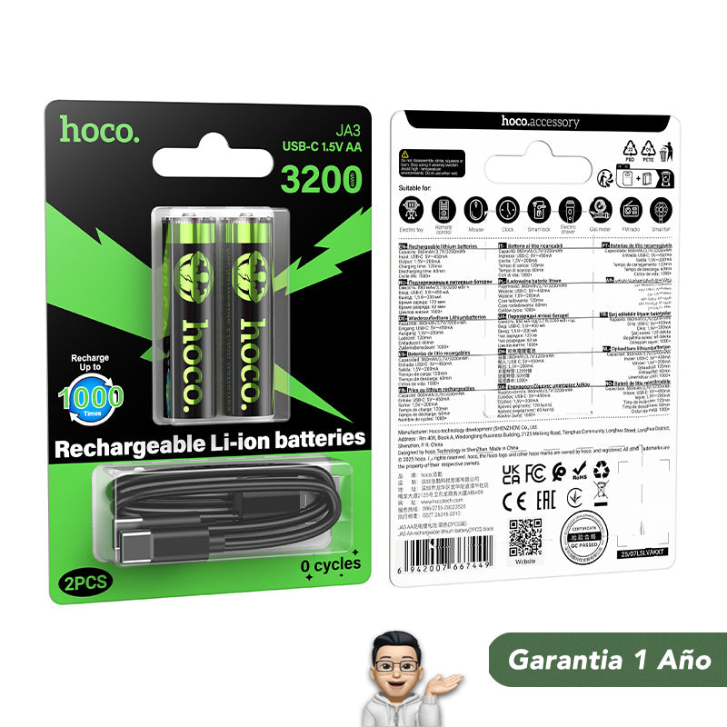 HOCO JA3 Pilas Alcalina AA recargable