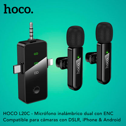 HOCO L20C Micrófono Dual de triple receptor
