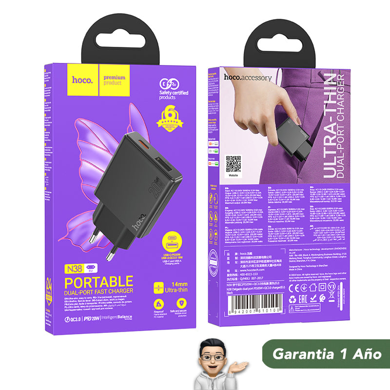 HOCO N38 Cargador Rápido a 20 Watts