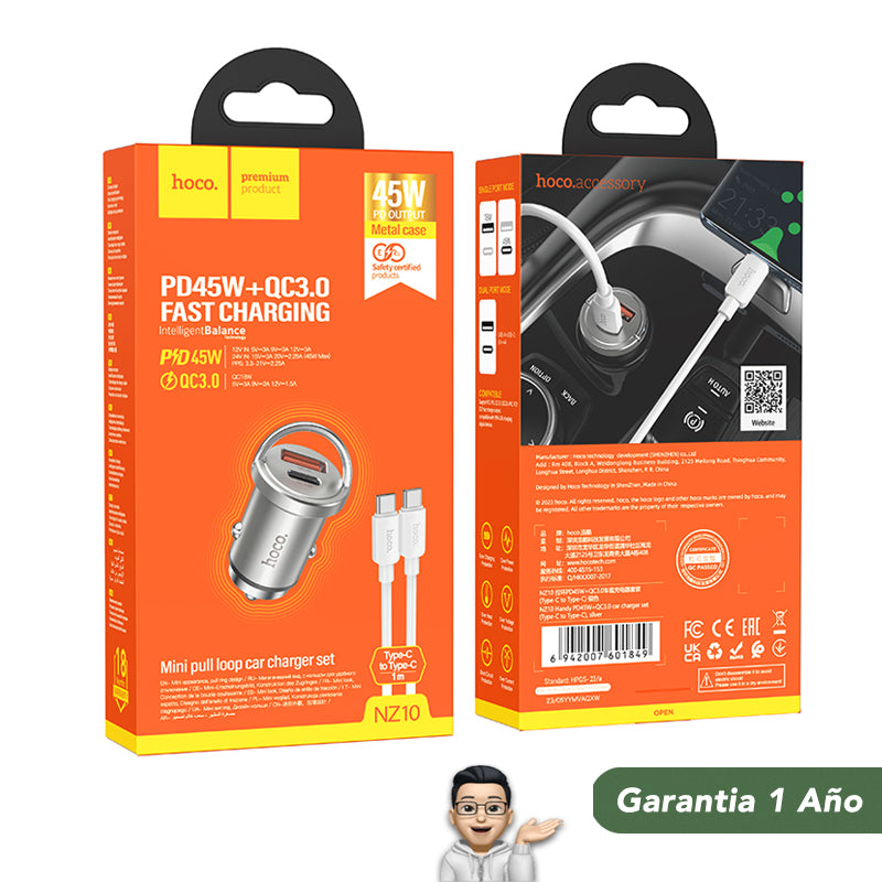 HOCO NZ10 Cargador de Auto Completo Súper Rápido