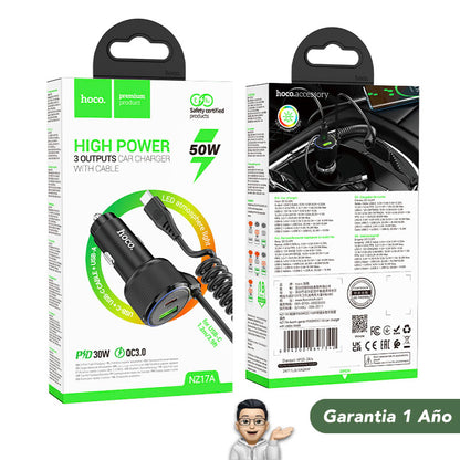 HOCO NZ17A  Cargador de Auto Súper Rápido / 50 Watts