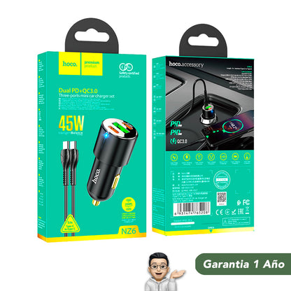 HOCO NZ6 Cargador de Auto Completo Súper Rápido