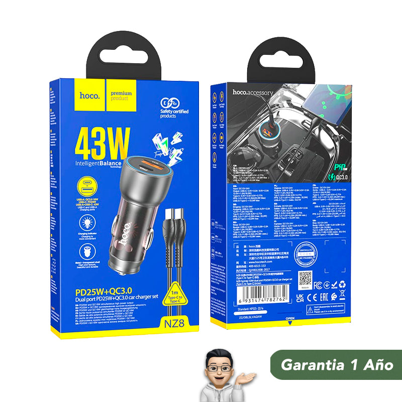 HOCO NZ8 Cargador de Auto completo Súper Rapido