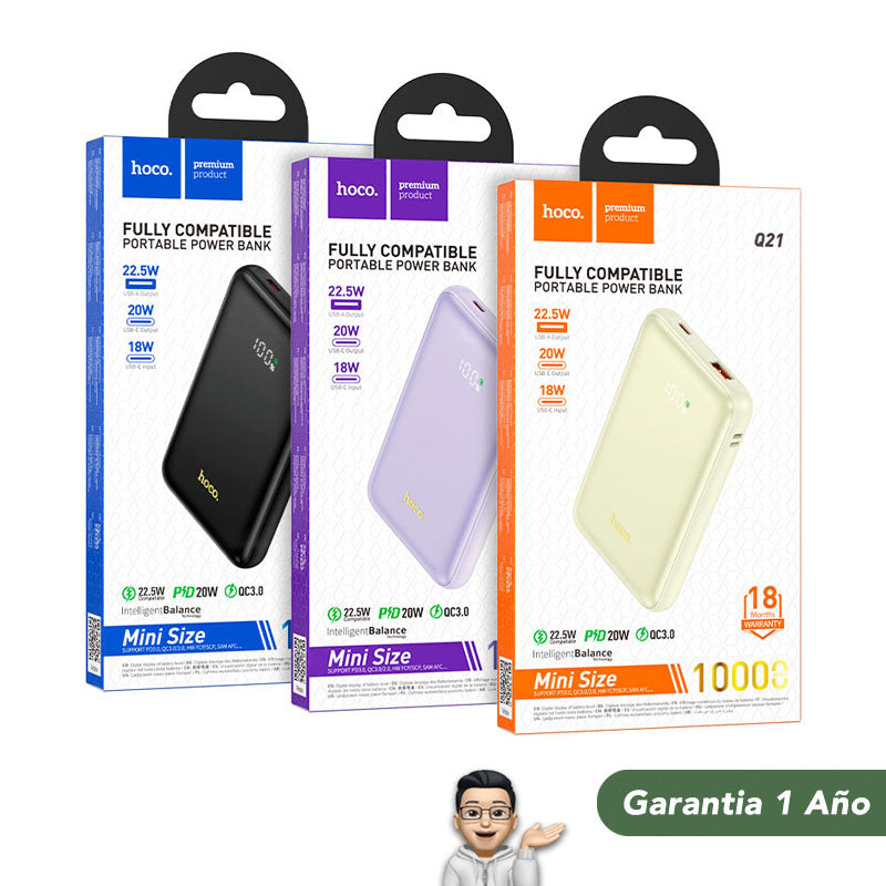 HOCO Q21 de 10000 mAh Carga Rápida Compacto