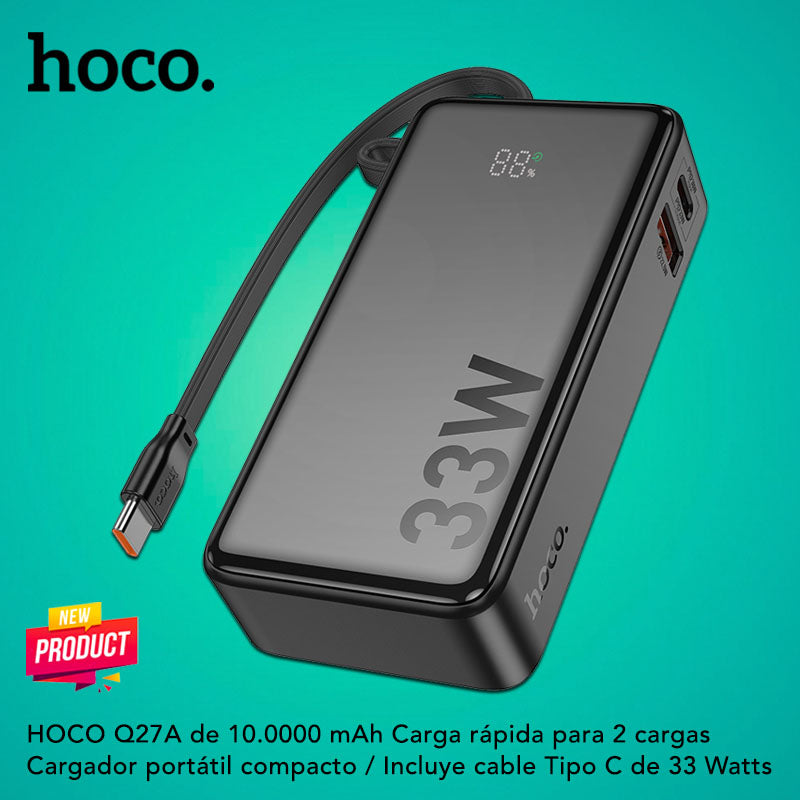 HOCO Q27A de 10000 mAh Carga Rápida con Cable