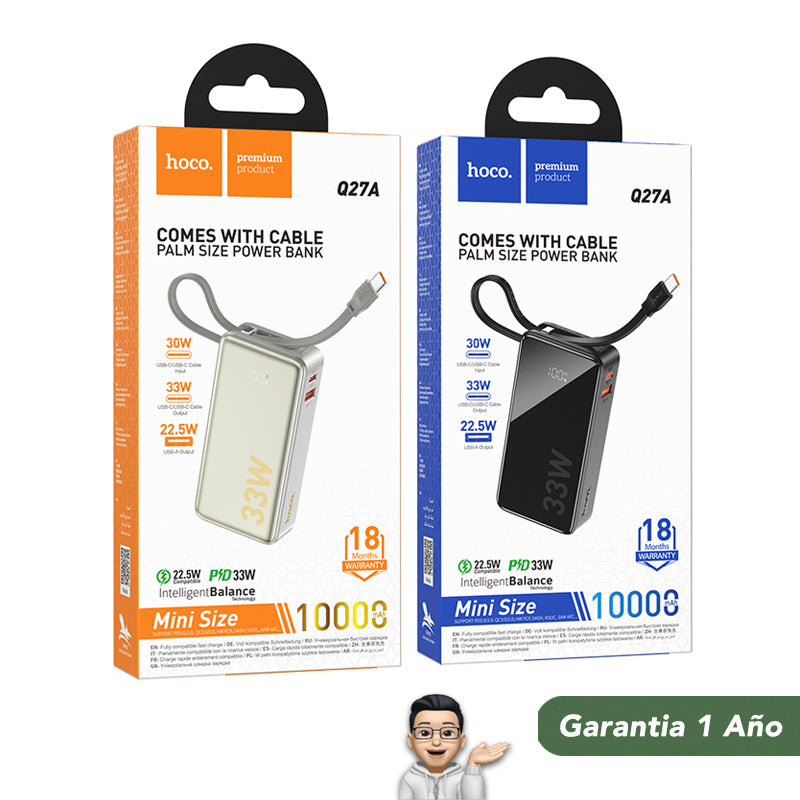 HOCO Q27A de 10000 mAh Carga Rápida con Cable