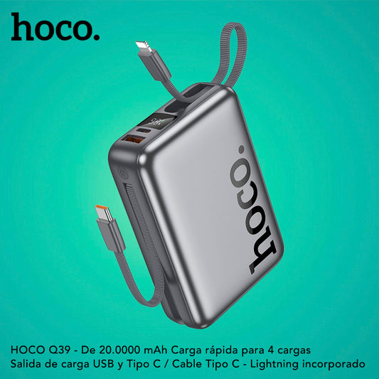 HOCO Q39 de 20000 mAh Carga Rápida con Cable