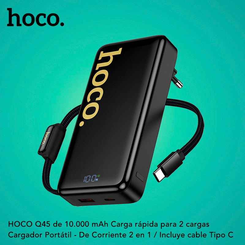 HOCO Q45 de 10000 mAh Carga Rápida con Cable 2en1
