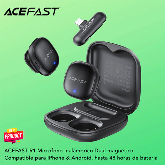 ACEFAST R1 Micrófono Dual de doble receptor de solapa