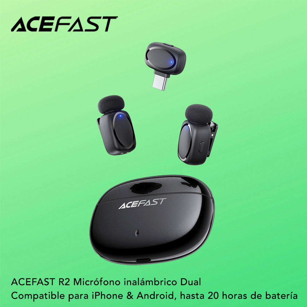 ACEFAST R2 Micrófono Dual de doble receptor de solapa