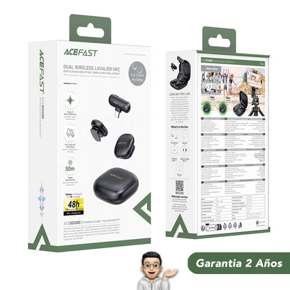 ACEFAST R2 Micrófono Dual de doble receptor de solapa