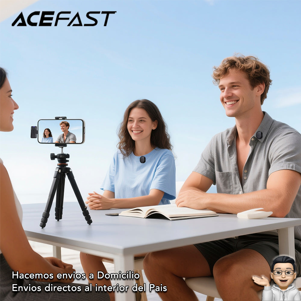 ACEFAST R3 Micrófono Dual de doble receptor de solapa