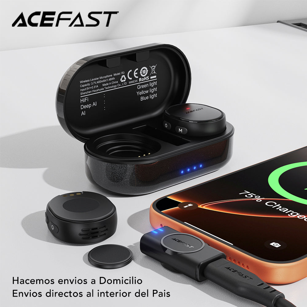 ACEFAST R3 Micrófono Dual de doble receptor de solapa