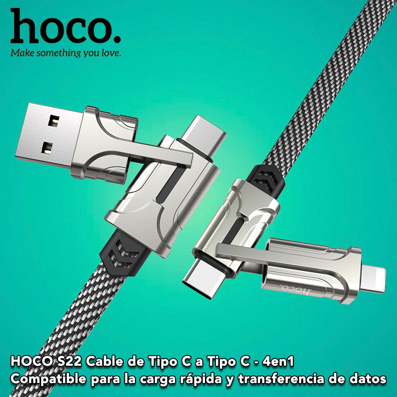 HOCO S22 4en1 Cable Tipo C a Tipo C / 60 Watts / 1.2 metros