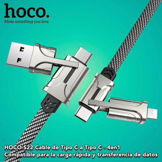 HOCO S22 4en1 Cable Tipo C a Tipo C / 60 Watts / 1.2 metros