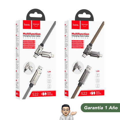 HOCO S22 4en1 Cable Tipo C a Tipo C / 60 Watts / 1.2 metros