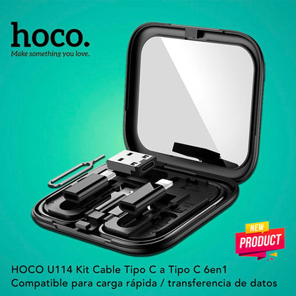 HOCO U114 6en1 Cable Tipo C a Tipo C / 60 Watts / 0.25 Metros