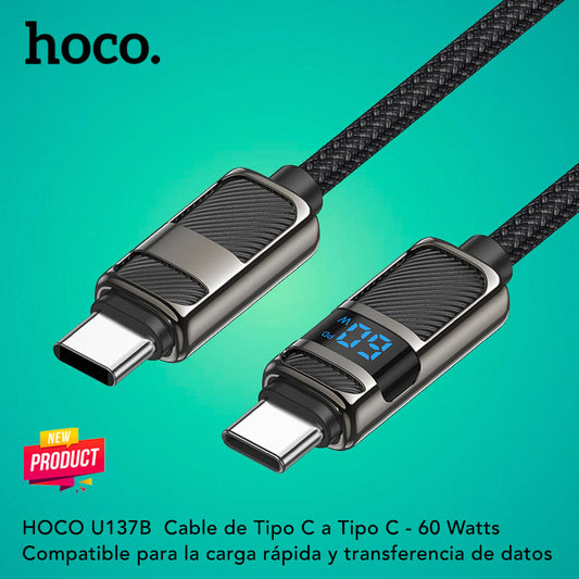 HOCO U137-B  Cable Tipo C a Tipo C / 60 Watts / 1.2 metros