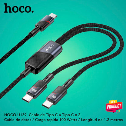 HOCO U139 Cable Tipo C a Tipo C / 100 Watts / 1.2 metros