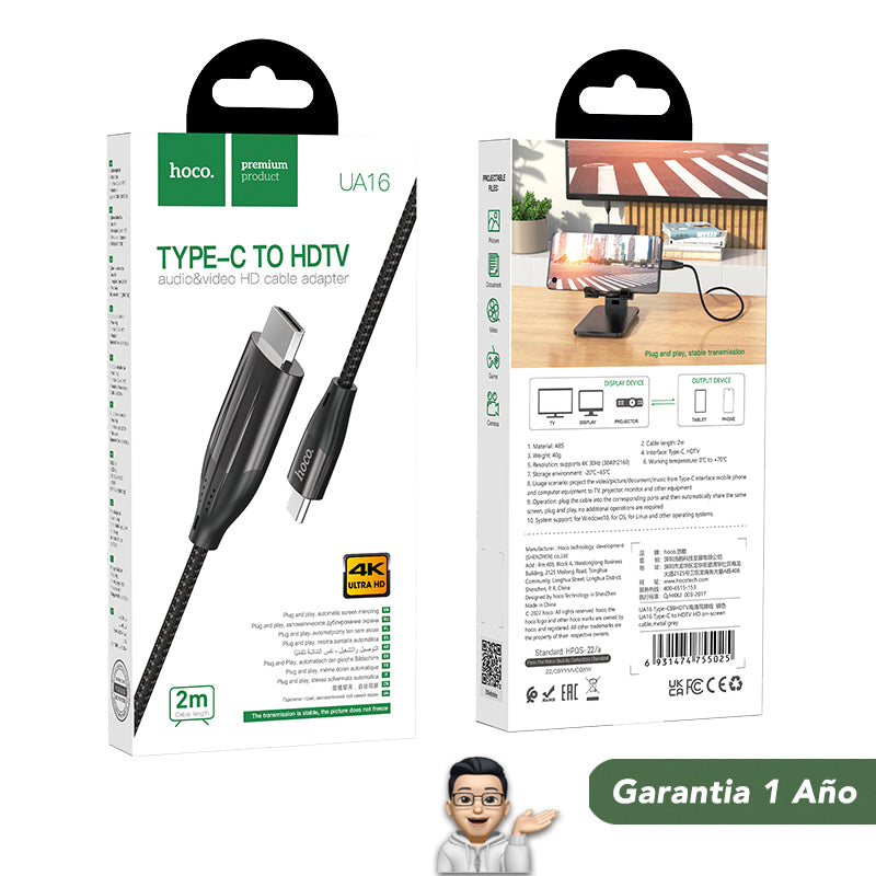 HOCO UA16 Cable Tipo C a HDMI 4k