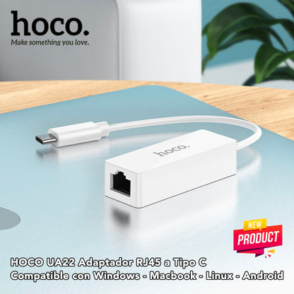 HOCO UA22 Adaptador Tipo C a RJ45 cable de Red