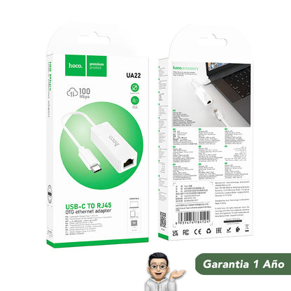 HOCO UA22 Adaptador Tipo C a RJ45 cable de Red