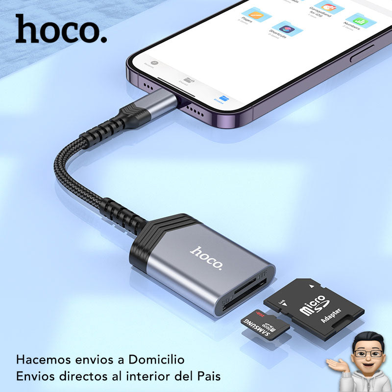 HOCO UA25 Lector de Memoria SD / Micro SD para IPhone