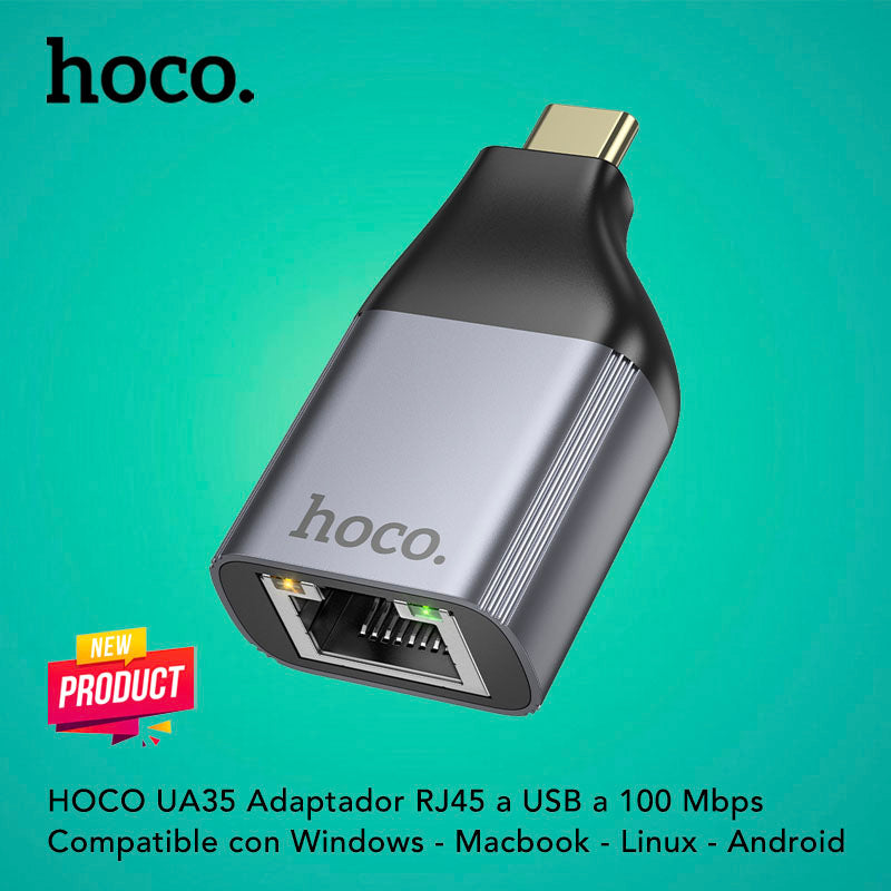 HOCO UA35 Adaptador Tipo C a RJ45 cable de Red