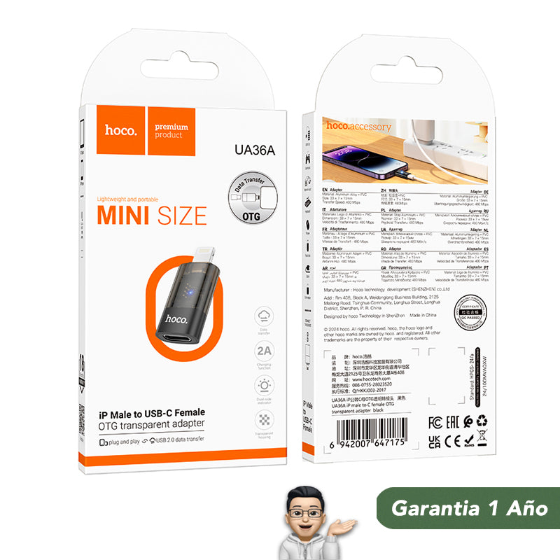 HOCO UA36-A Adaptador de Tipo C a Lightning para iPhone OTG