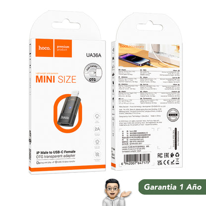 HOCO UA36-A Adaptador de Tipo C a Lightning para iPhone OTG