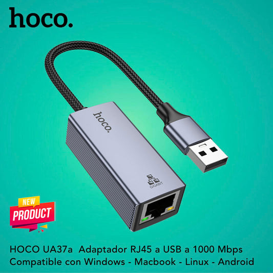 HOCO UA37 Adaptador USB a RJ45 de 1000 Mbps