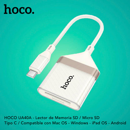 HOCO UA40-A Lector de Memoria SD / Micro SD a Tipo C