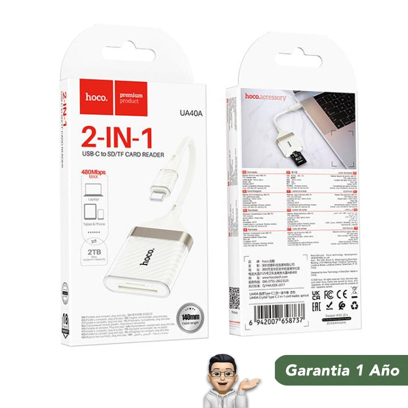 HOCO UA40-A Lector de Memoria SD / Micro SD a Tipo C