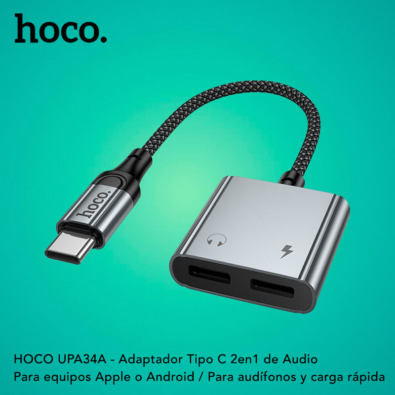 HOCO UPA34A Adaptador Tipo-C a Audio y Carga 2en1